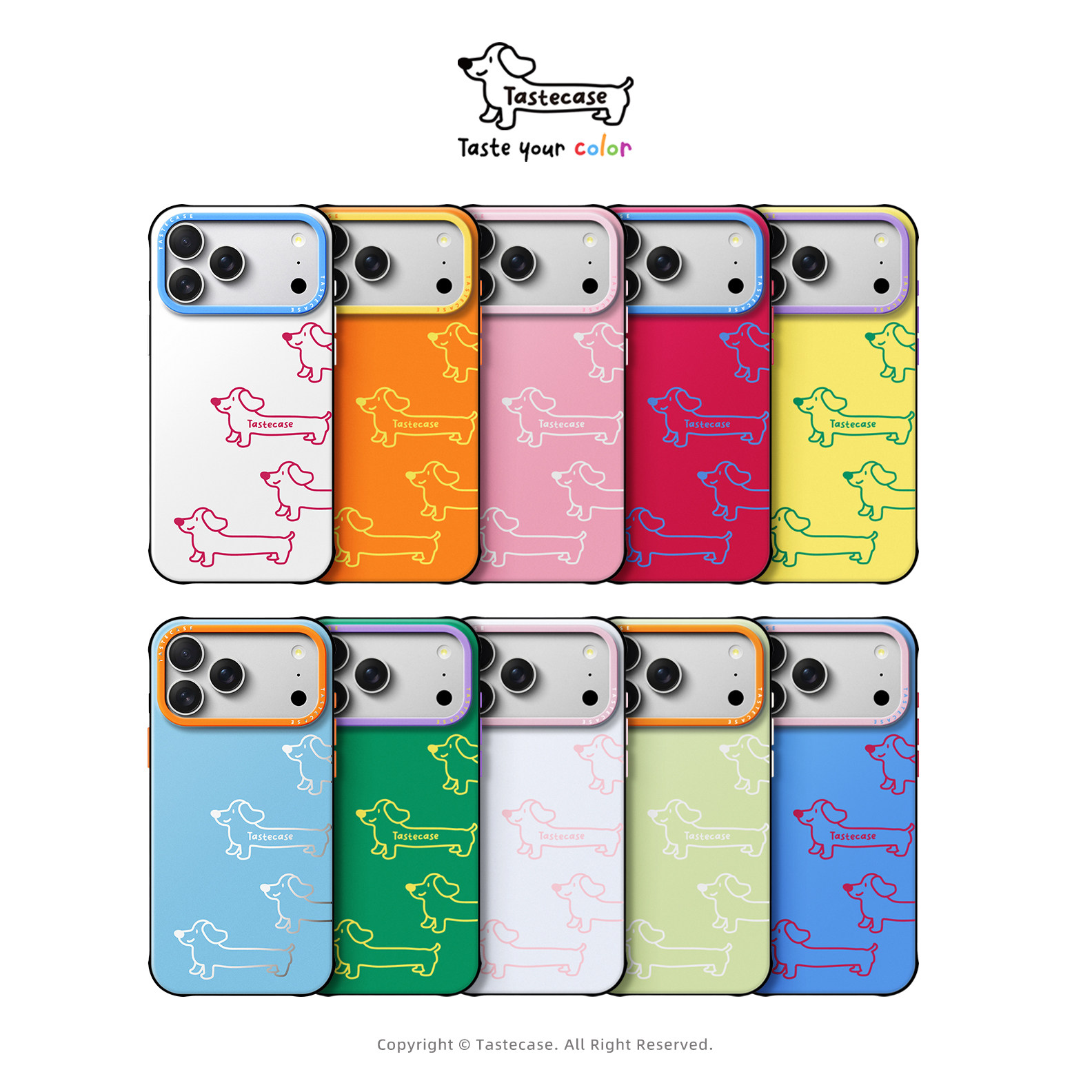 Tastecase撞色腊肠狗磁吸手机壳适用苹果iPhone18ProMax/17Pro/18PM保护壳新款原创多巴胺可爱情侣磨砂防摔套