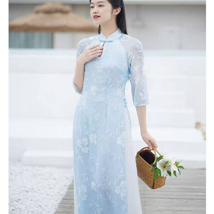 旗袍连衣裙2025新款风长款气质禅服修身显瘦，商品下架区商品下架区，凯文服饰