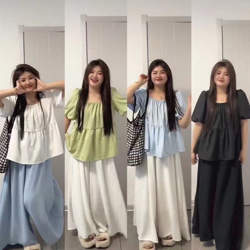 夏季薄荷曼波复古方领娃娃衫甜美减龄显瘦遮肉泡泡袖衬衫，商品下架区商品下架区，凯文服饰