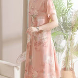 妈妈新中式风连衣裙女夏季贵夫人改良旗袍裙气质高贵中老年裙子，商品下架区，凯文服饰