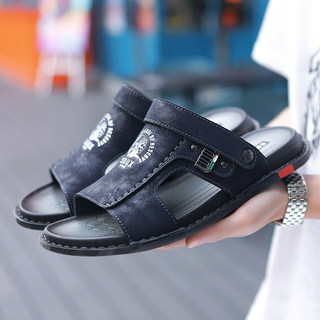 速发Big Size 47 Men Genuine Leather Sandals Summer Classic M