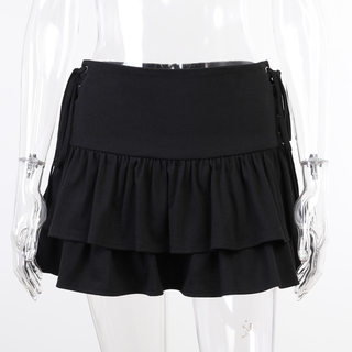 网红High Waist Lace Plaid Pleated Gothic Mini Skirt Sexy Mal