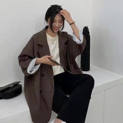 网红Blazers Women Minimalist Solid Outwear Loose Elegant Ret