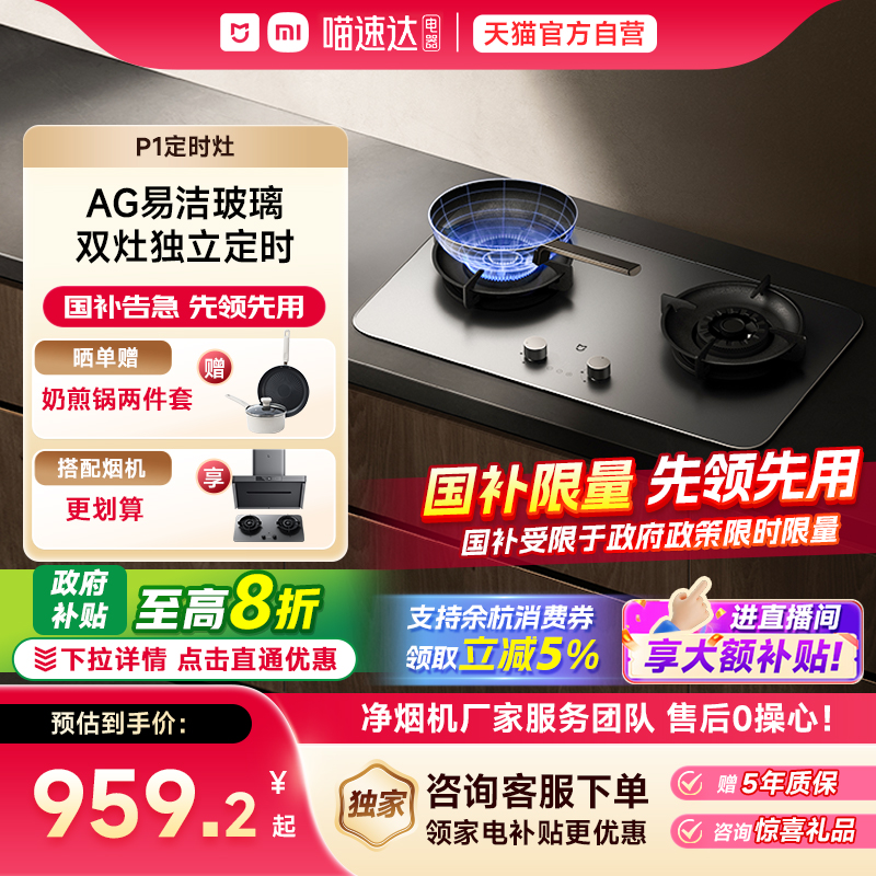 小米米家智能定时P1燃气灶煤气灶台双灶嵌入式家用节能大火力灶05