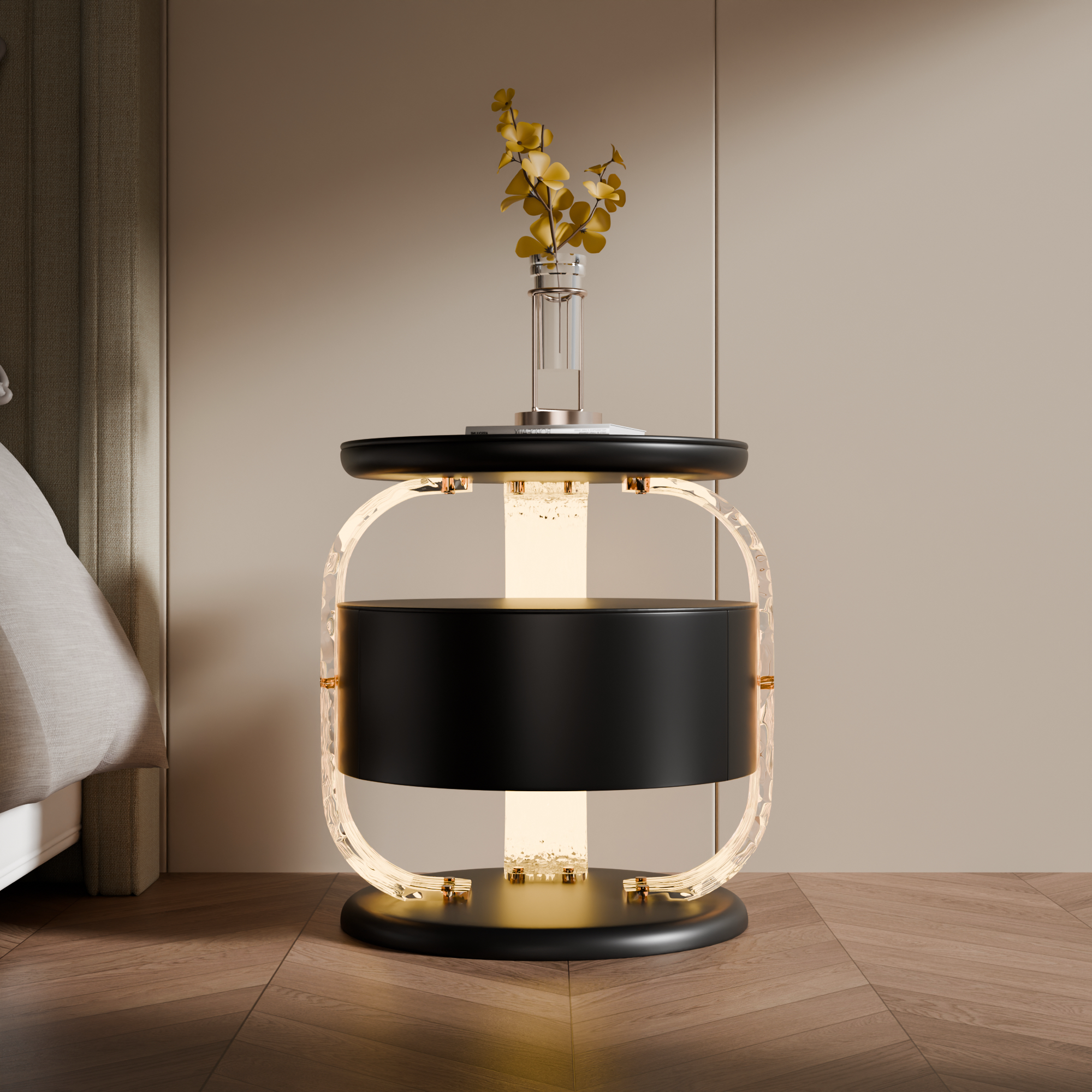 别墅意式轻奢亚克力床头柜高级床边柜小茶几创意设计师艺术收纳柜