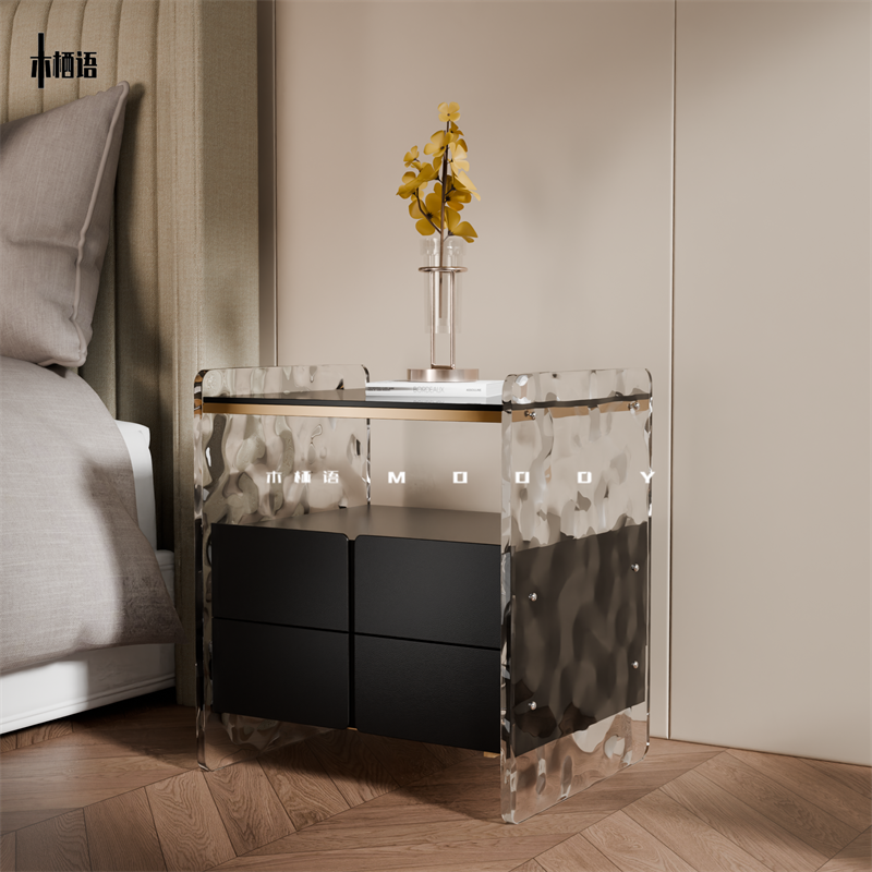 意式极简床头柜简约现代轻奢设计师卧室大理石床头柜高级感收纳柜