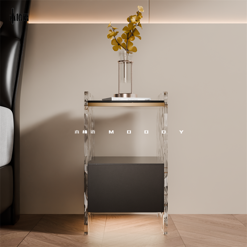 轻奢高级床头柜现代简约设计收纳柜创意氛围极窄边柜床边柜储物柜