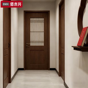 卧室门中古风卫生间门格栅门新中式风烤漆木门定制宋代美学平开门