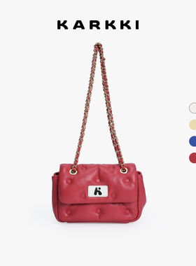 KARKKI/个奇小羊皮云朵枕头包单肩链条包新年红色斜挎腋下女包