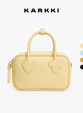 田曦薇同款 KARKKI/个奇头层牛皮小方包通勤公文包单肩斜挎手提包