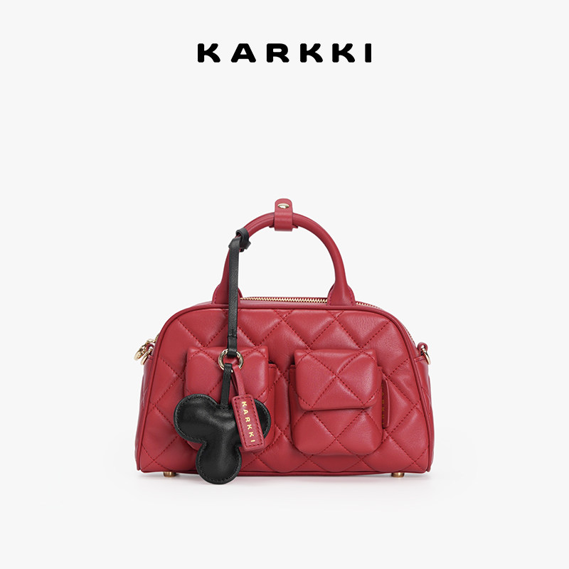 KARKKI/个奇羊皮利是波士顿包单肩手提腋下斜挎包新款个性女包包,箱包皮具/热销女包/男包,通用款女包,淘宝优惠券,粉丝福利购,淘宝优惠卷