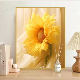 数字油画div填充填色唯美治愈系油彩画手绘丙玄关烯装 饰画向日葵