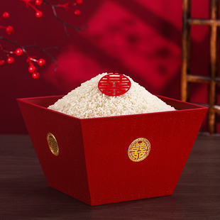 速发结婚用的米斗创意摆件老式色红大升斗陪嫁婚庆用品大全送朋友