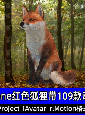 CC4 iclone8红色狐狸动物模型带109款动画跑跳行走吃东西攻击飞扑