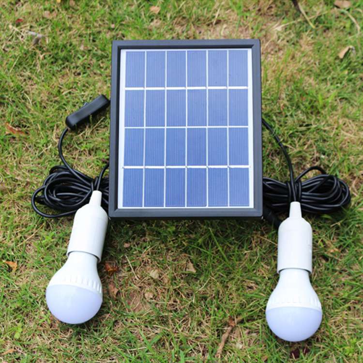 太阳能灯夜市地摊照明一拖二LED双灯泡 室内家用应急太阳能灯