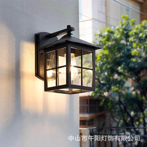 中式简约户外壁灯太阳能庭院花园别墅外墙灯阳台走廊过道室外LED