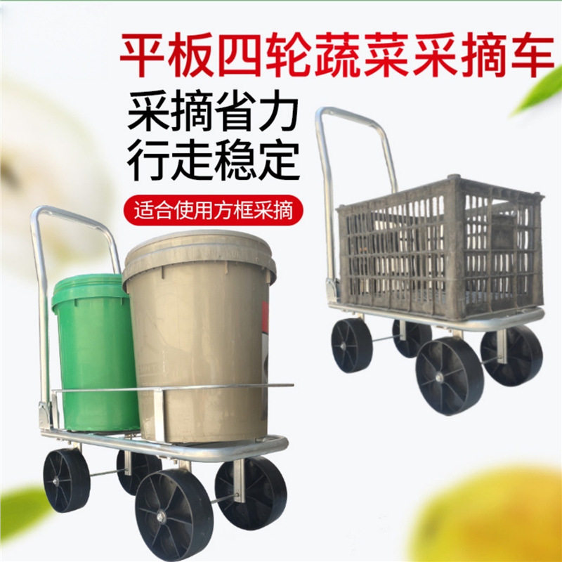 蓝莓采摘车运输车大棚懒汉果园搬运车便携推拉工具车农用双桶瓜果