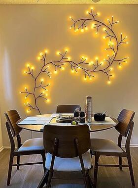 LED藤条灯仿真树枝灯墙壁装饰灯房间布置氛围灯光藤蔓造型彩灯串