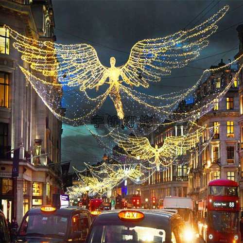 LED过街灯动态正义天使人物造型灯光节亮化跨街灯 LED灯光隧道灯