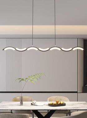 餐厅吊灯饭厅简约现代吧台餐桌个性茶室极简创意艺术长条led灯具