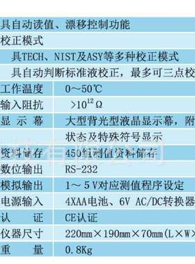 SP-2500 微电脑pH/ORP/ION/Temp.测定仪 具离子浓度测量 450组测
