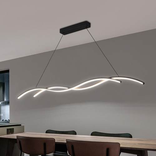 现代简约餐吊灯创意一字长条吊灯艺术波浪餐桌饭厅灯