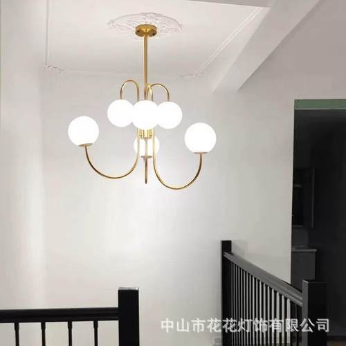 楼梯吊灯简约现代中古风loft公寓小户型挑空客厅灯斜顶复式楼吊灯