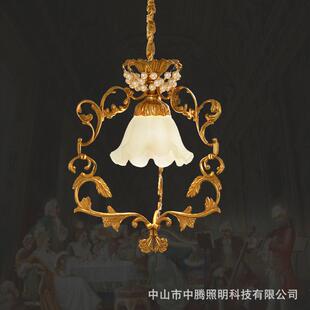 法苑法式全铜小吊灯欧式餐厅卧室床头装饰灯复古过道玄关走廊灯
