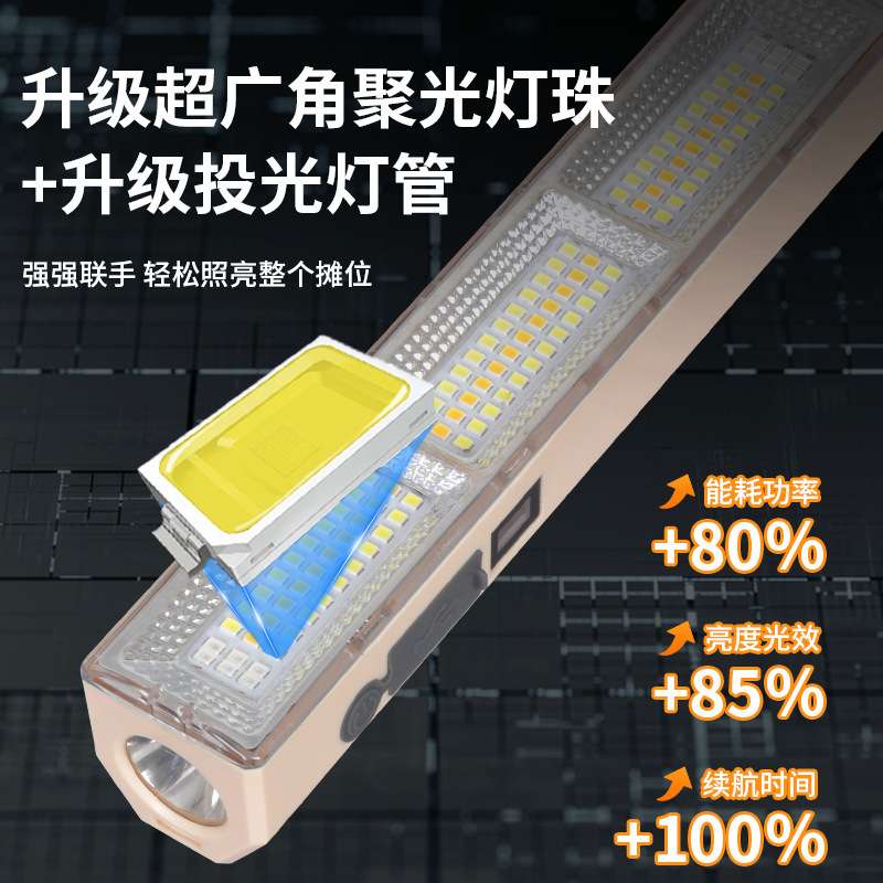 充电露营灯户外摆摊夜市灯照明停电应急可移动维修便携LED长条灯