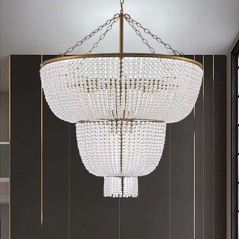 现代简约浪漫水晶吊灯法式轻奢复古卧室餐厅别墅客厅酒店大堂灯具