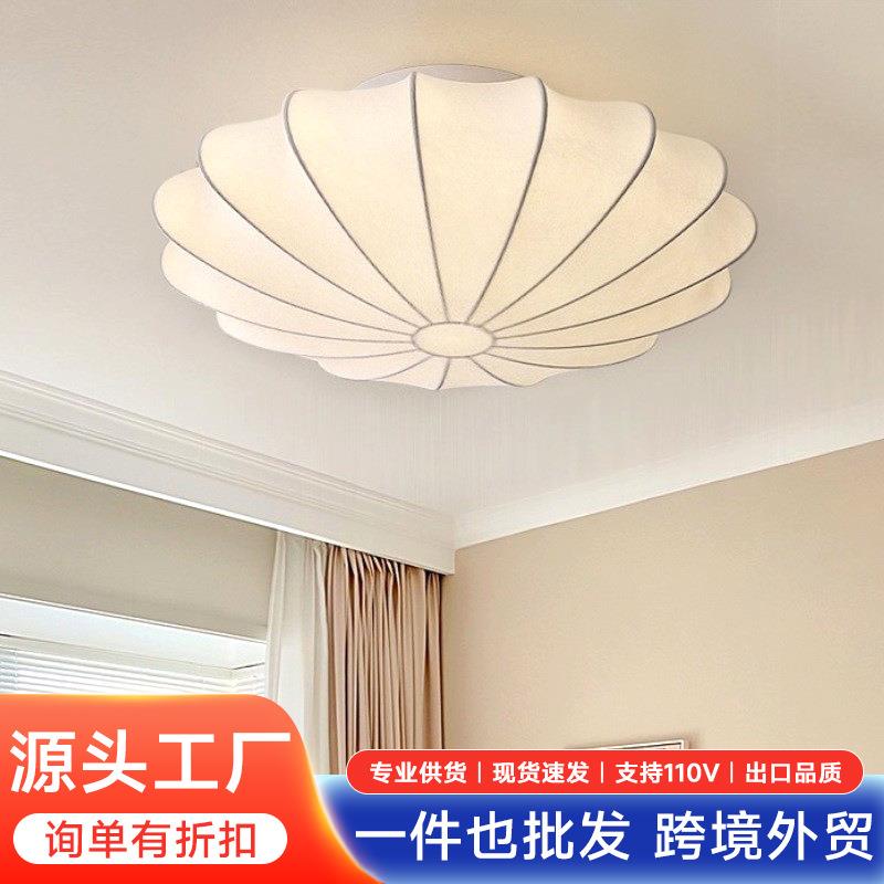 LED卧室灯吸顶灯蚕丝创意个性中山家装灯饰田园圆形房间古镇灯具