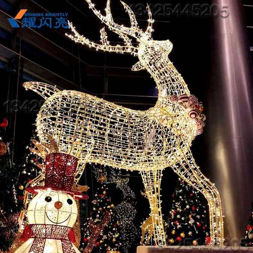 LED户外圣诞梅花鹿圣诞橱窗装饰品场景摆件麋鹿场景布置发光铁艺