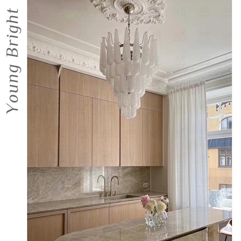 别墅复式楼梯轻奢水晶玻璃吊灯美式复古客厅餐厅卧室灯