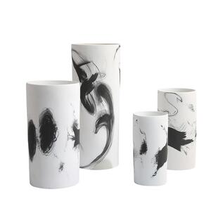 straight ceramic ink Black vase white column painting and