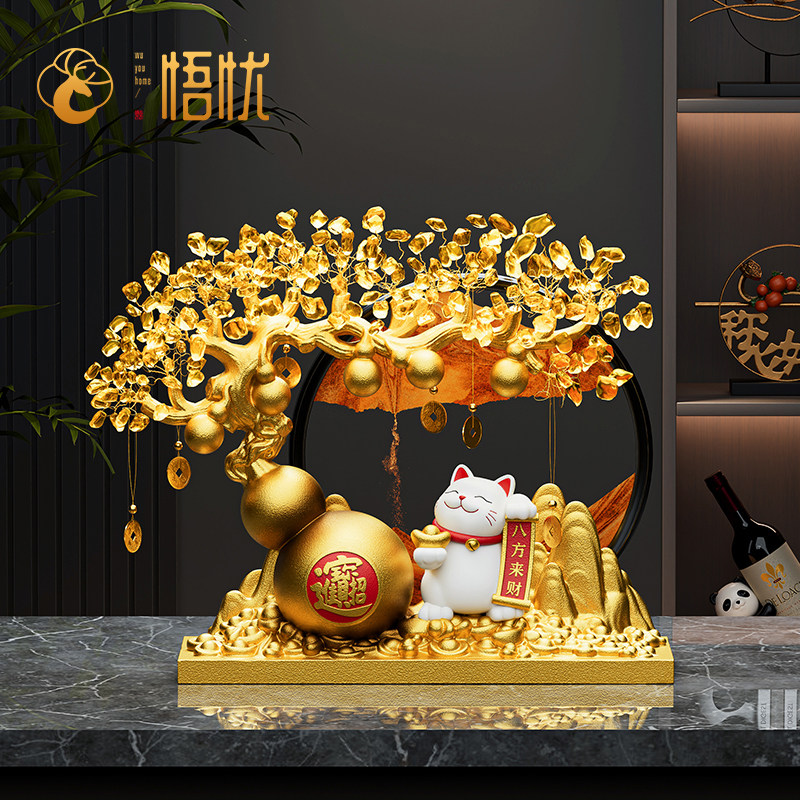 发财树葫芦招财猫摆件八方来财乔迁新居开业礼物轻奢高档店铺装饰