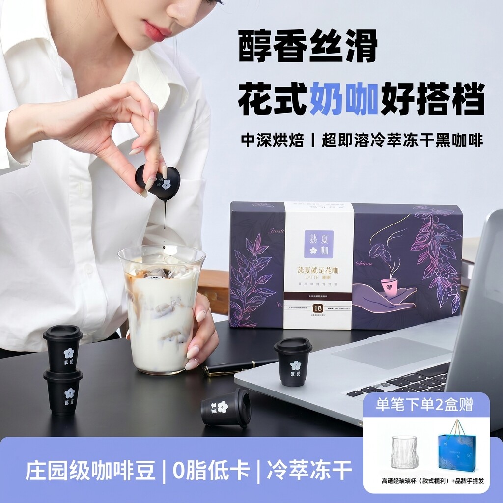 慕夏花咖冻干冷萃咖啡粉提神防困