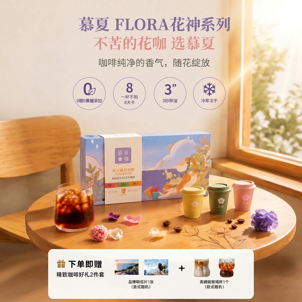 慕夏花咖冻干咖啡粉0脂纯黑咖啡
