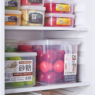 日本进口收纳盒冰箱冷藏收纳盒家用食物保鲜盒带盖带手柄储物盒