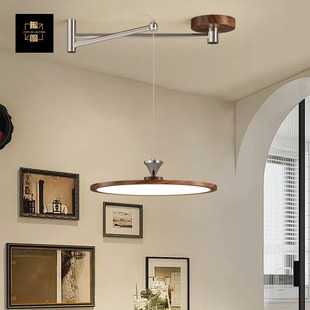 全光谱护眼创意个性摇臂餐厅吊灯可移位圆形超薄餐桌灯轻奢高级感