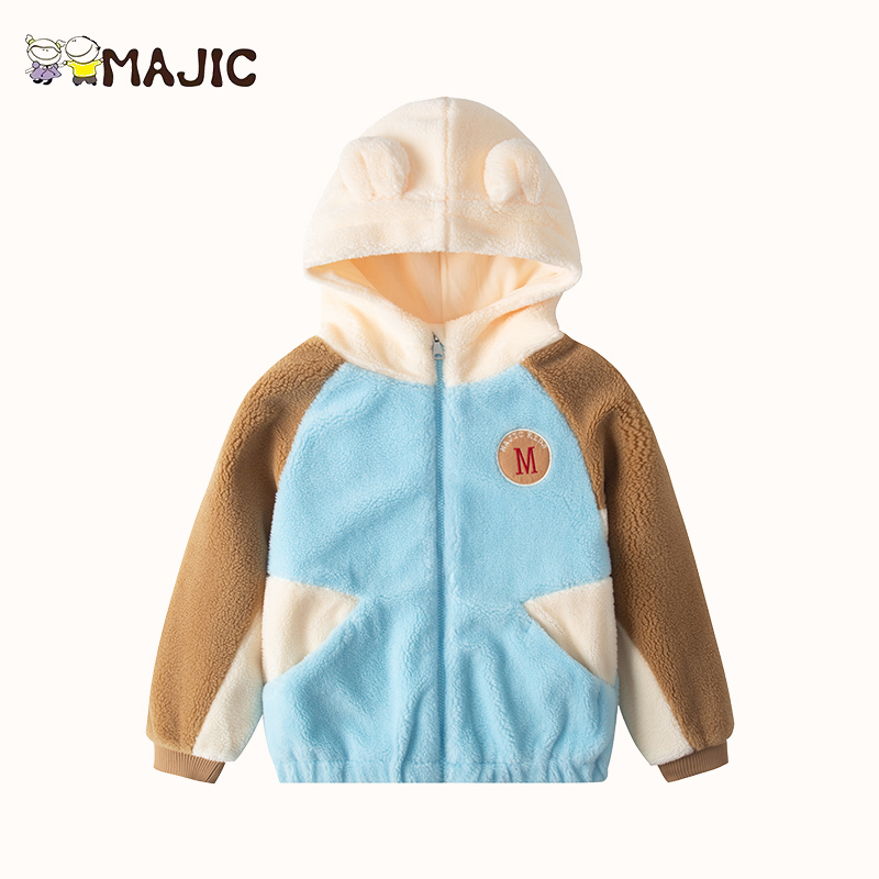 玛吉卡休闲连帽上衣外套颗粒绒