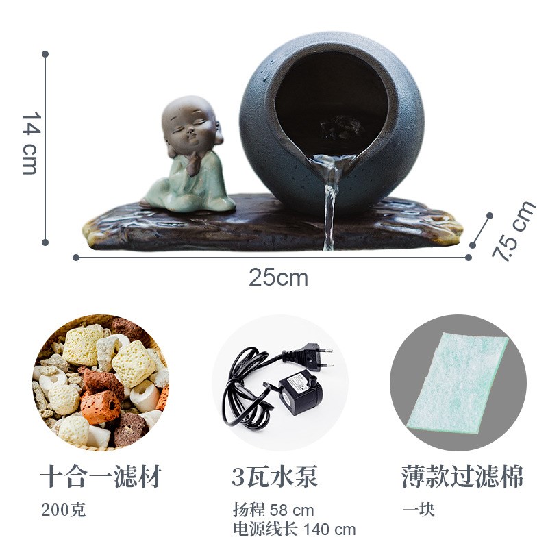 陶瓷简易组合过滤器桌面鱼缸外装配件家用小型物理净化水质挡鱼粪