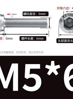 M5M6 304不锈钢杯头内六角螺丝螺栓*x8x15x18x25x40x60x70x80x200