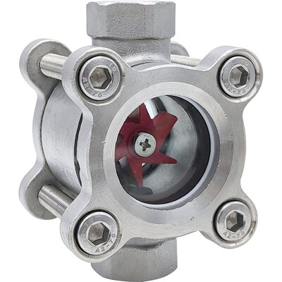 304不锈钢梅花型叶轮视镜SG03-YL11螺纹直通式水流指示器油流视窗