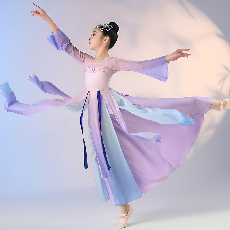 速发儿童古典舞演出服少儿练蹈独舞中国舞功飘装服逸纱衣古装汉服