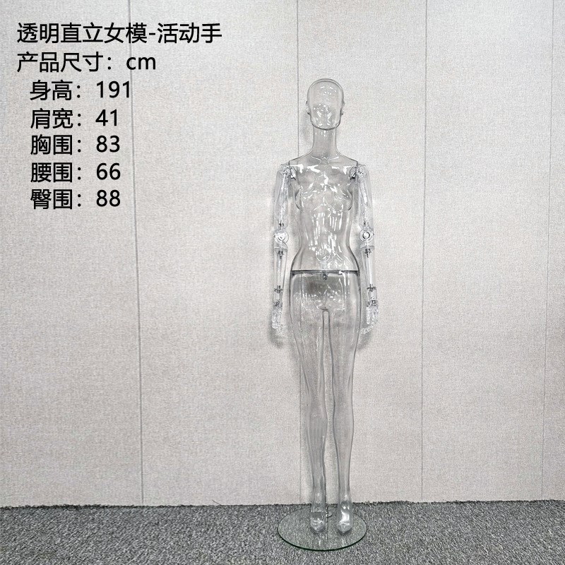 速发透明模特全身假人体装拍摄道具模型活动关节手可动透明模特