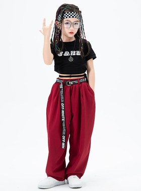 速发z士舞服装孩街舞练功服炸街走秀夏露季脐服装少儿jaz爵表演出