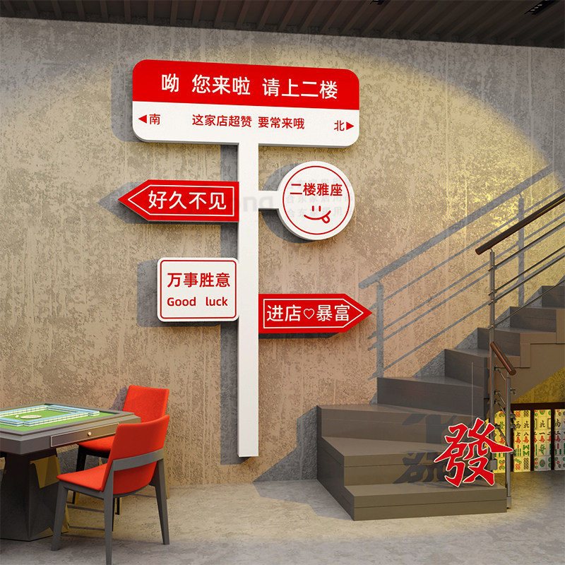速发室装饰画请上梯楼二修手摆件馆棋艺室房间装扶布置贴