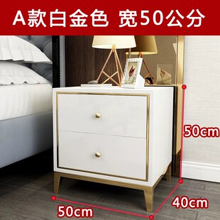 速发后轻黑风床约简头柜奢白色亮光烤漆不锈钢镀金卧室4m储物柜