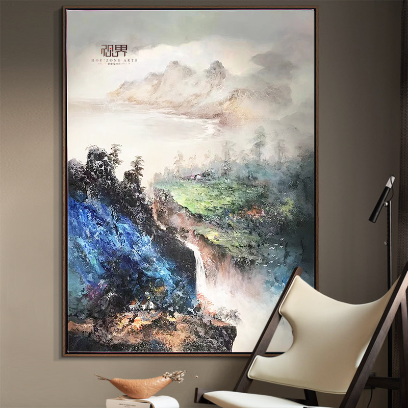 现货速发高端手绘风景油画入户玄关壁画高品质装饰画客厅挂画过道