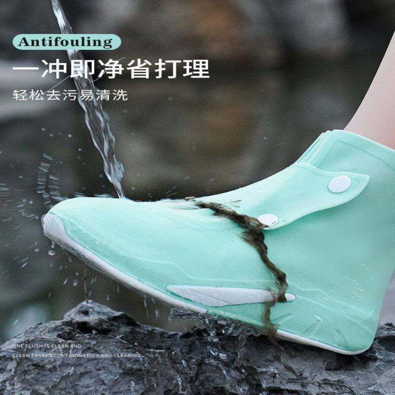 现货速发雨鞋套外穿防水防滑男款下雨防水鞋套加厚耐磨高筒硅鞋雨